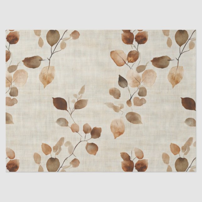 Papel De Seda Rustic Pressed Leaves Pattern – Autumn Botanical 9 (Frente )