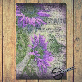 Papel De Seda Rustic Sunflower Butterfly Plum Ephemera Decoupage