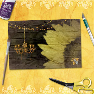 Papel De Seda Rustic Sunflower Country Chandelier Glam