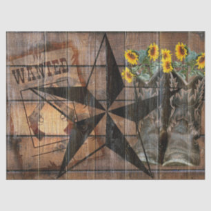Papel De Seda Rustic Texas Star Western Pistola Boots