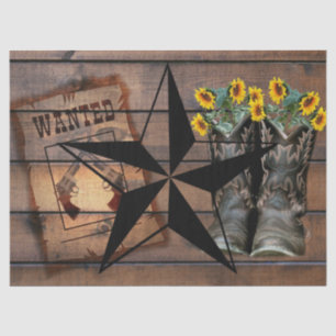 Papel De Seda Rustic Texas Star Western Pistola Boots