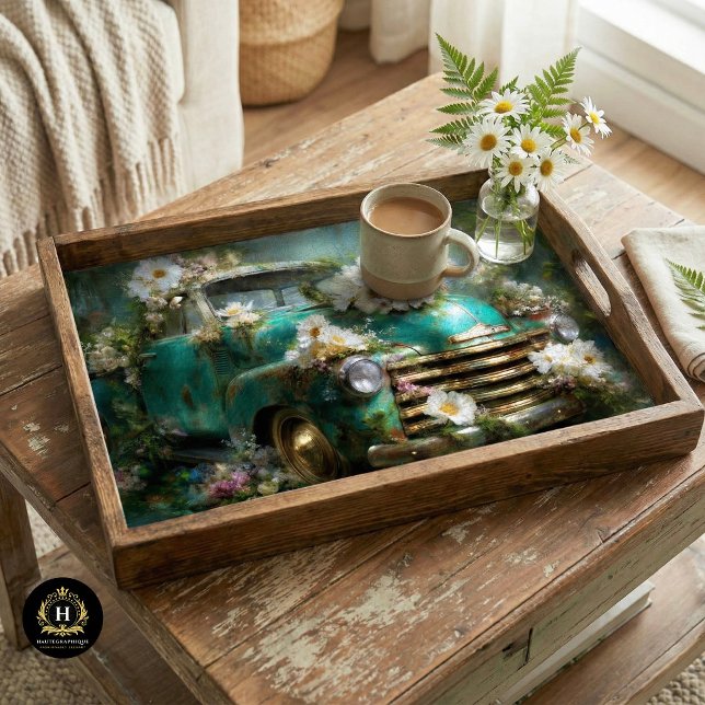 Papel De Seda Rustic Turquoise Floral Truck Decoupage (Criador carregado)