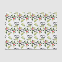 Papel De Seda Rustic Watercolor Holly Patterno Feliz Natal