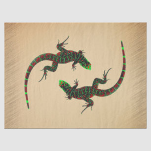 Papel De Seda Rustic Yin Yang Lizards