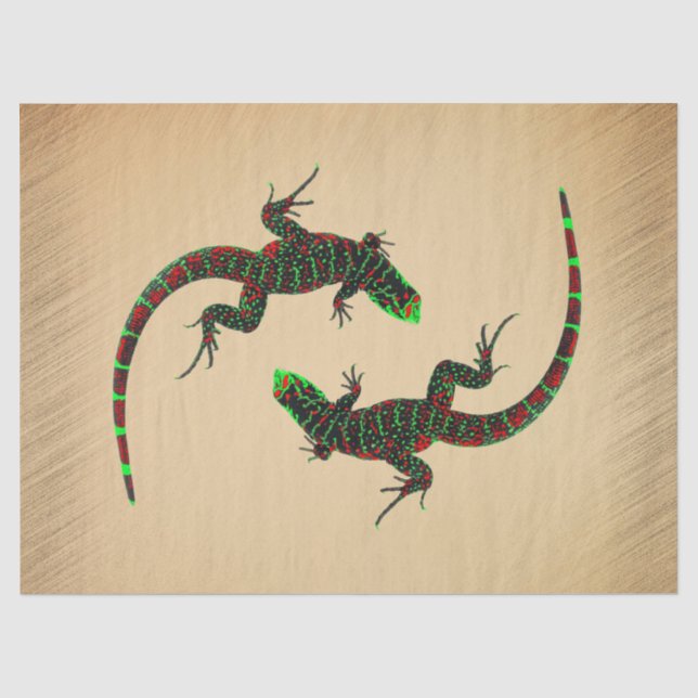 Papel De Seda Rustic Yin Yang Lizards (Frente )