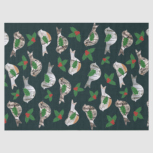Papel De Seda Rústica Aves Latidos de Aves Red Holly Berry Natal