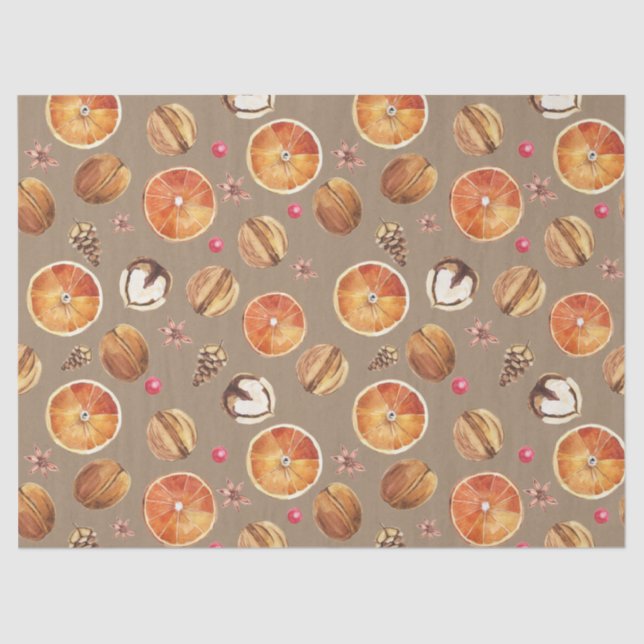 Papel De Seda Rústico Kraft Seco Laranja Fatias Secas Especiaria (Frente )