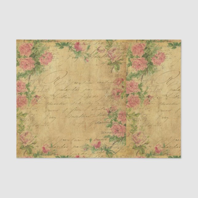 Papel De Seda rústico, Parchement, vestido, floral, letras, (Frente )