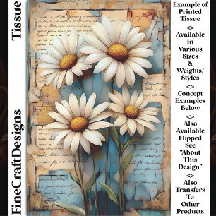 Papel De Seda Rustico Shabby Chic Margaridas Brancas DB5R Decoup