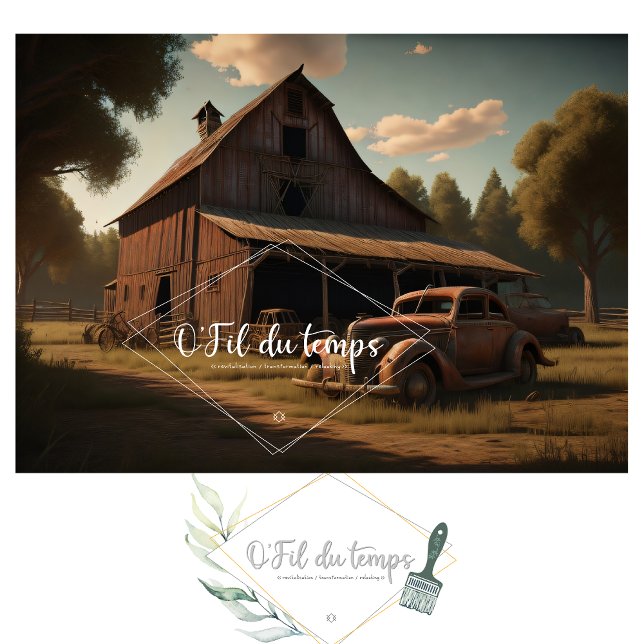 Papel De Seda Rusty car and barn post-apocallyptic Tissue paper  (Criador carregado)