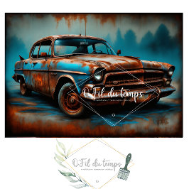 Papel De Seda Rusty old car post-apocallyptic Tissue paper 
