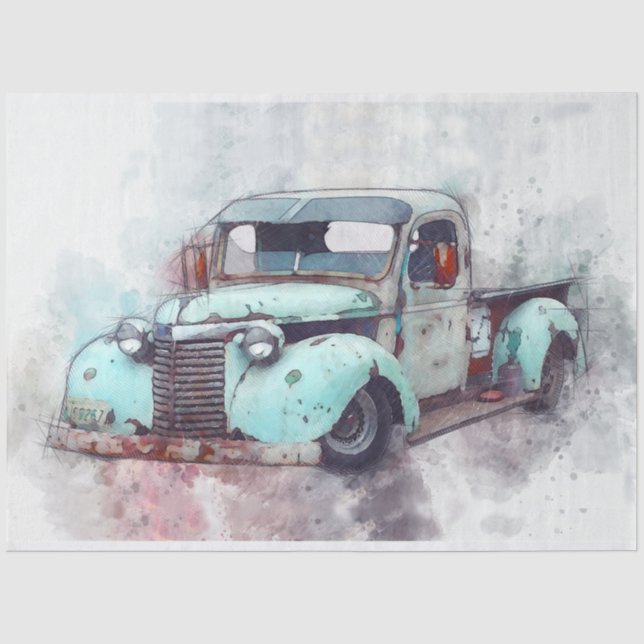Papel De Seda Rusty Old Truck Vintage 20x30 Decoupage (Frente )