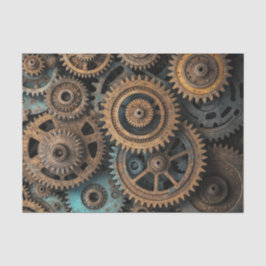 Papel De Seda Rusty Patina Gears - Decoupage Steampunk