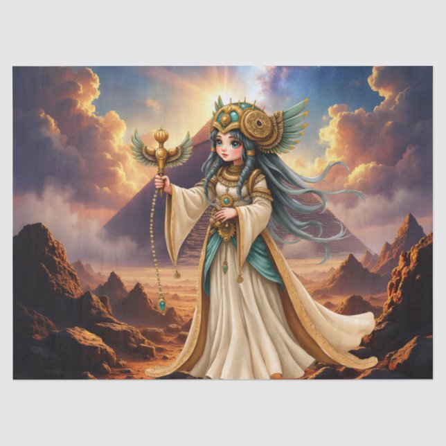 Papel De Seda Sacerdotisa Celestial da Pirâmide Dourada. (Frente )