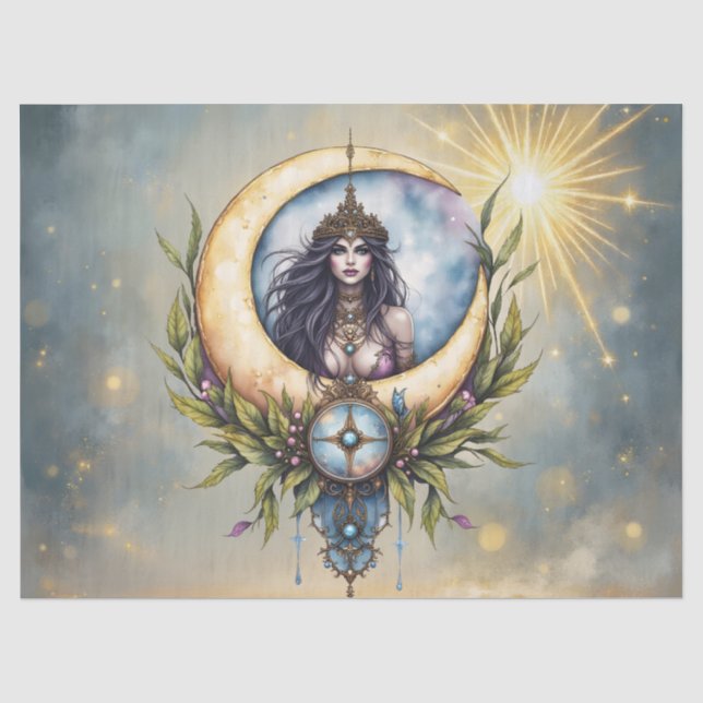 Papel De Seda Sacerdotisa da Lua – Guardiã do Equilíbrio Celesti (Frente )