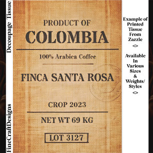 Papel De Seda Saco de aniagem de café colombiano rústico Decoupa