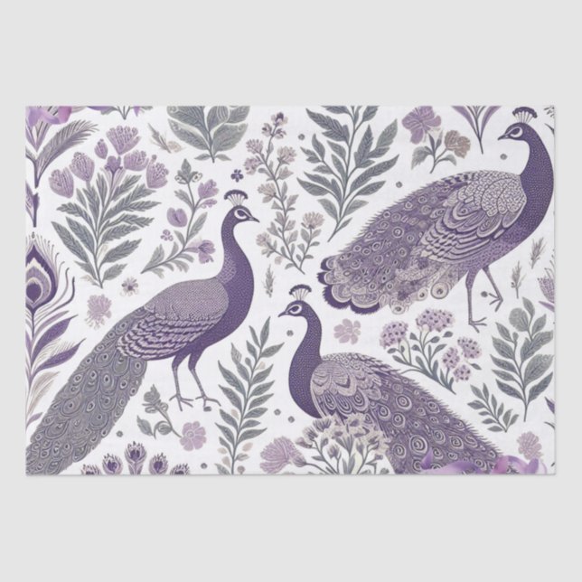 Papel De Seda Saco de Presente de Toile de Pavão Roxo (Frente )