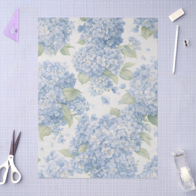 Papel De Seda Saco de Presente Floral de Hortênsia Azul (Arte )