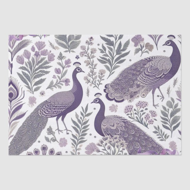 Papel De Seda Saco de Presente Toile Pavão Roxo (Frente )