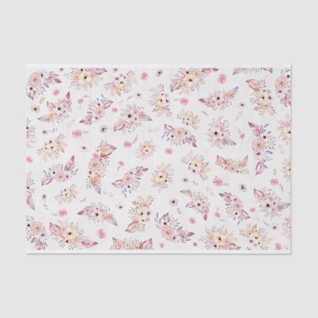 Papel De Seda Saco de Tote de Buquês de Flor Boêmian Pastel (Frente )