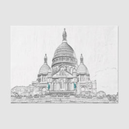 Papel De Seda Sacre Coeur Basilica em Montmartre Hill, Paris