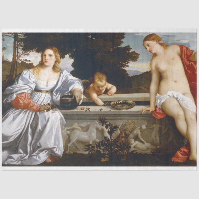 Papel De Seda Sacred and Profane Love, Tiziano Vecelli, 1515 (Frente )