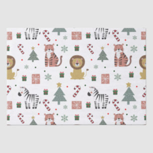 Papel De Seda Safari Animais de Natal Moderno Tiger Lion Zebra