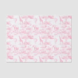 Papel De Seda Safari Animais Rosa Toile de Jouy