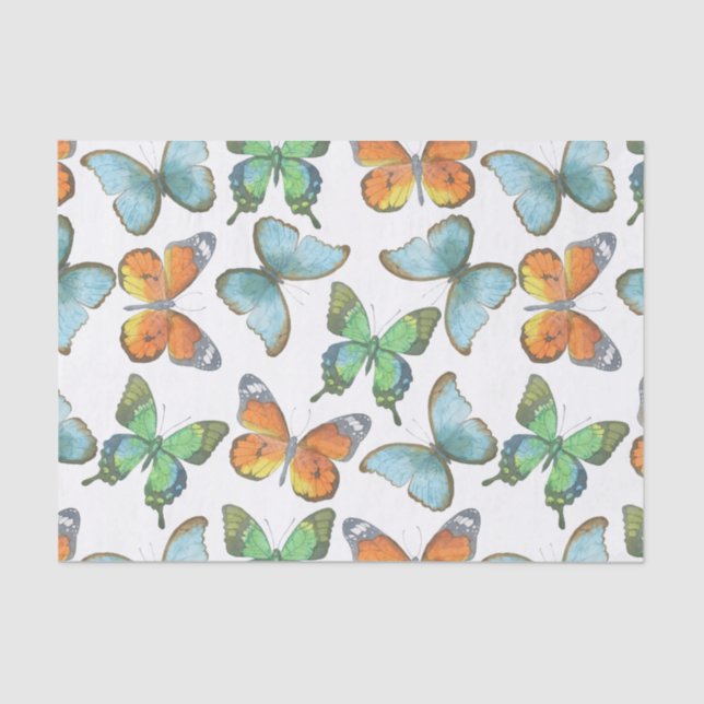 Papel De Seda Safari da aguarela: Borboletas (Frente )