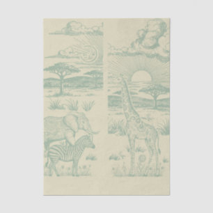 Papel De Seda Safari Toile, Aventura Selvagem de Bebê Verde