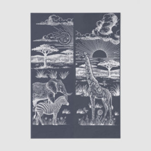Papel De Seda Safari Toile, Aventura Selvagem Infantil Marinho