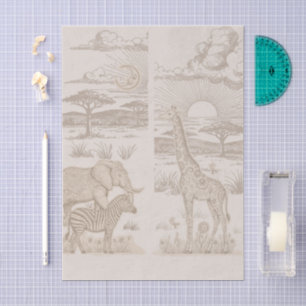 Papel De Seda Safari Toile, Aventuras Selvagens Neutras para Beb
