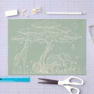 Papel De Seda Safari Toile, Verde Neutro Aventura Selvagem de Be