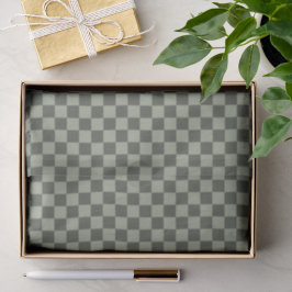 Papel De Seda Sage Dark Green Checker Checkerboard Checkered