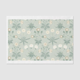 Papel De Seda Sage e Creme Floral