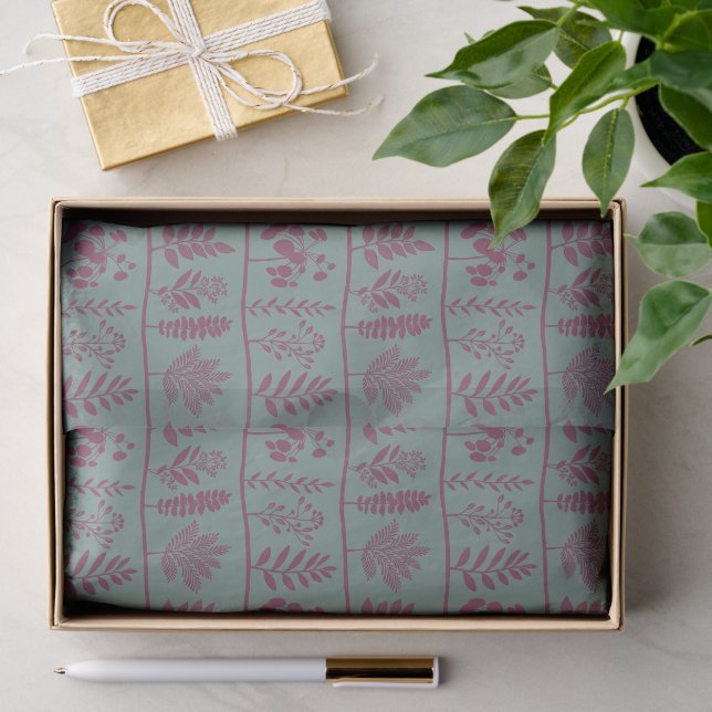 Papel De Seda Sage e Fruta Botânica Folk Moderna (Presente)