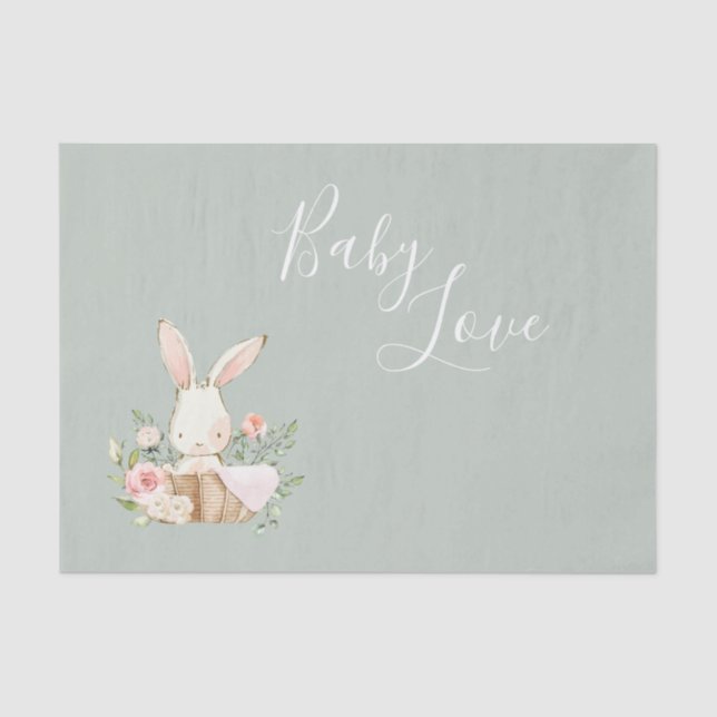Papel De Seda Sage Green Baby Love Script Elegante Chá de fralda (Frente )