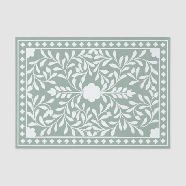 Papel De Seda Sage Green Bone Inlay Decoupage Paper (Frente )