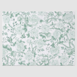 Papel De Seda Sage Green Chinoiserie Porcelain Floral Decoupage