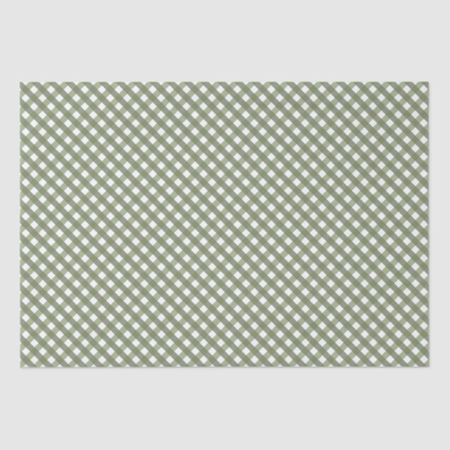 Papel De Seda Sage Green Gingham Patternado (Frente )