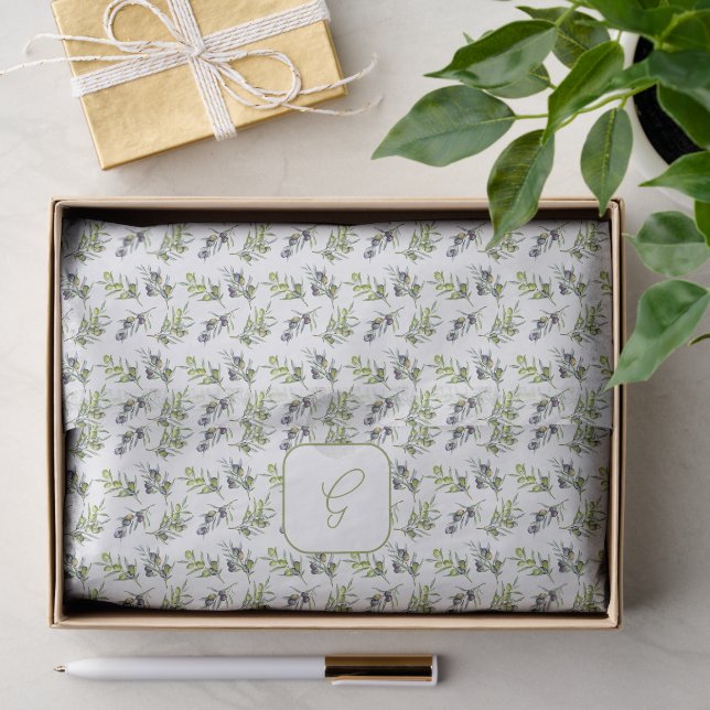Papel De Seda Sage Green Olives Watercolor (Presente)