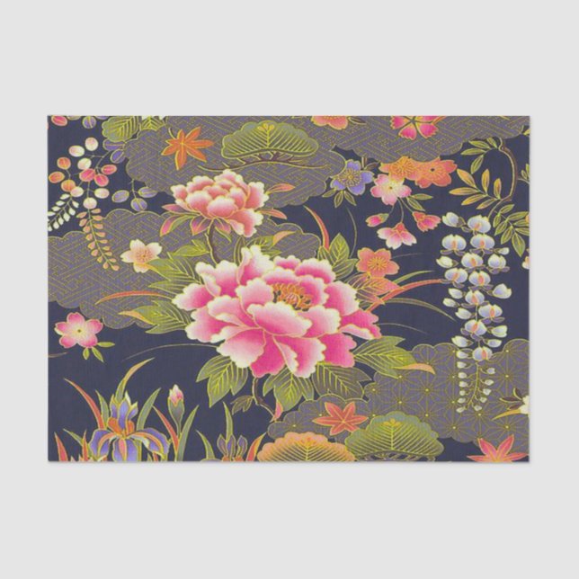 Papel De Seda Sage Green Pink Japonês Kimono Florpage (Frente )