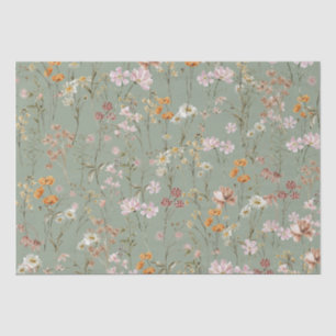 Papel De Seda Sage Green Wildflower Boho Bloom Garden Boho