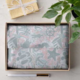 Papel De Seda Sage náutica de colagem de praia ID840