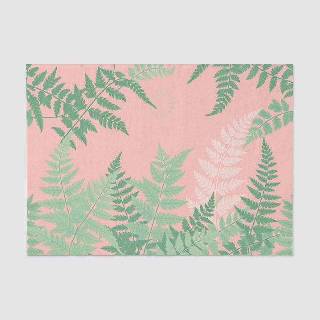Papel De Seda Sage Verde Botânico Moderno Folha de Samambaia Ros (Frente )