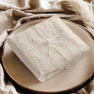 Papel De Seda Sage Verde Floral Vintage
