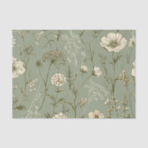 Sage Verde Rústico Floral Vintage Ousado