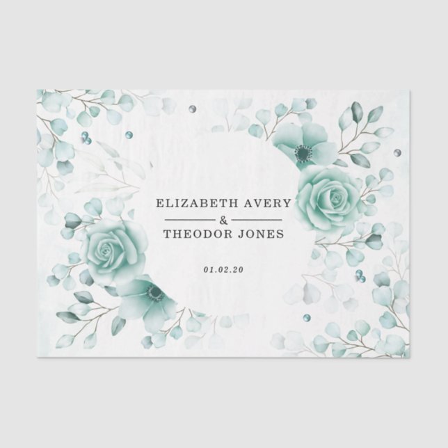 Papel De Seda Sage Verdes personalizadas Casamento Floral (Frente )