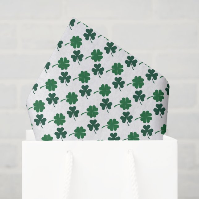 Papel De Seda Saint Patrick's day shamrocks four leaf clover  (Sacola de presentes)