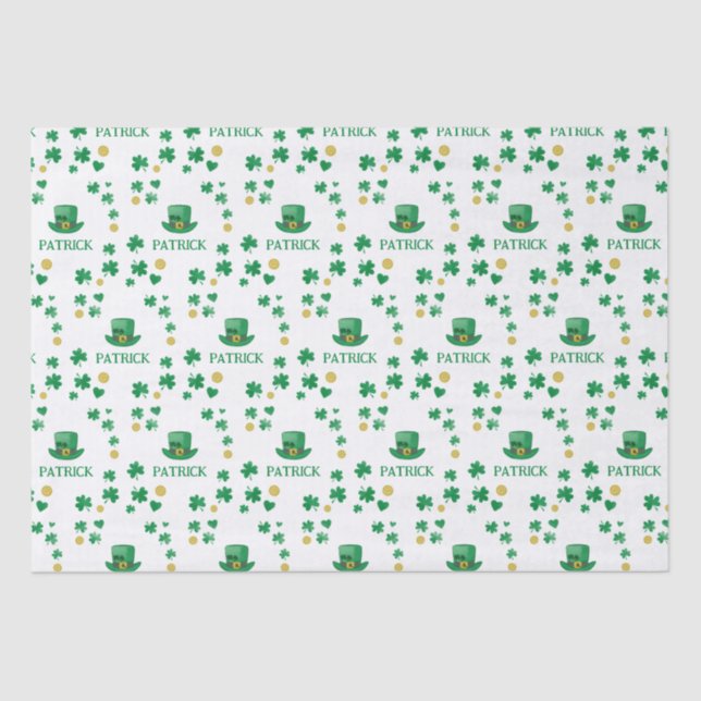 Papel De Seda Saint Patricks Leprechaun Clover Personalizado (Frente )